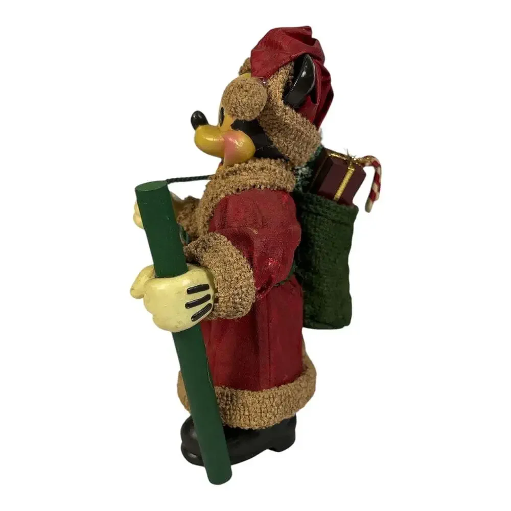 Vintage 1989 Mickey Santa Claus Fabric Mache Christmas Figurine Walt Disney Co.